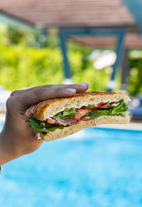 Pool Bar Sandwich served in the pool area